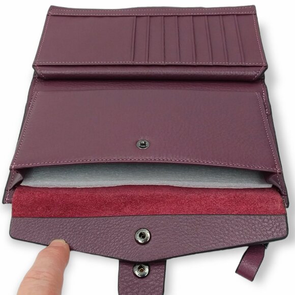Itslife Bifold Wallet Purple Pebbled Leather RFID Large Capacity Multi Pockets - Picture 11 of 14